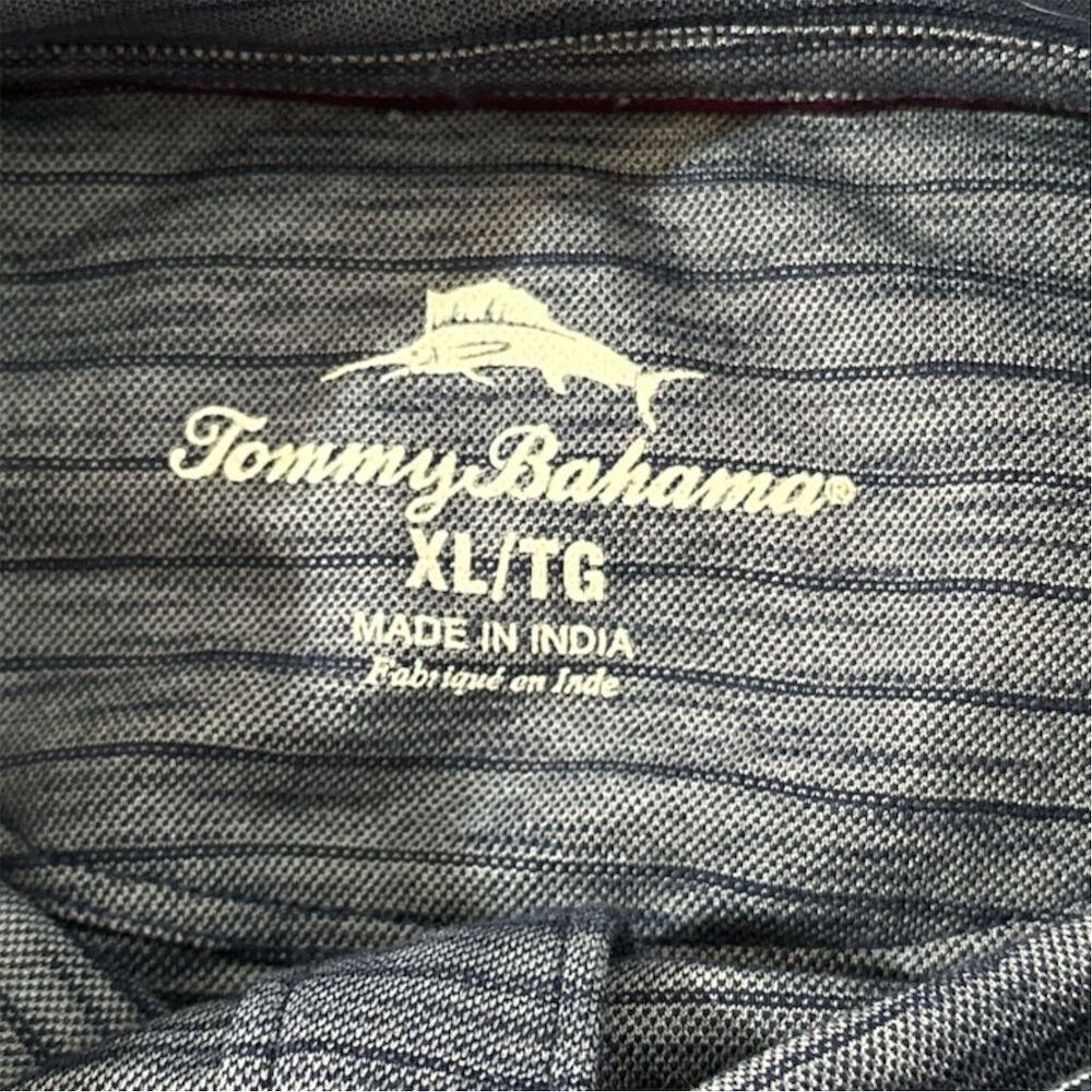 Tommy Bahama Mens Gulf Coast Striped Polo Island Navy Blue Short Sleeve Collared - Picture 6 of 8